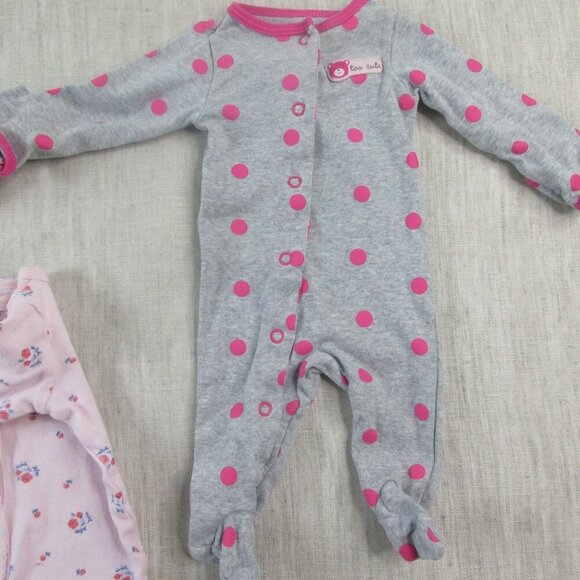 Lot of 3 Carter's Sleep & Play Sleeper Kids Newborn Multi Printed Front Zip - Picture 4 of 6